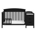 Graco Benton 4-in-1 Convertible Crib and Changer (Black) – GREENGUARD Gold Certified, Crib and Changing -Table Combo, Water-Resistant Changing Pad, Converts to Toddler Bed, Daybed & Full-Size Bed
