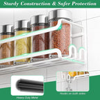 LUCYCAZ 8 Pack Wall Mounted Spice Rack with 16 Hooks, Spice Organizer Shelf for Stove Cabinet Pantry Door,Screw or Adhesive Spice Shelf Hanging Wall Spice Rack in Kitchen and RV (White, 8 PACK)