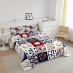 Erosebridal Kids Baseball Full Comforter Set for Boys,Teen Baseball Athlete Bedding Set Room Decor Sports Theme Bed Comforter Sets Baseball Bat Gloves Quilt Duvet with 2 Pillow Cases Red Navy Blue
