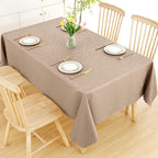 Smiry Rectangle Waterproof Heavy Duty Vinyl Tablecloths, 60 x 84 Inch | Wipeable Washable Floral Embossed Table Cover for Kitchen and Dining Room, Indoor & Outdoor Use, Khaki