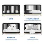 Delta Children Jade 4-in-1 Convertible Crib - Greenguard Gold Certified, Ebony/Bronze