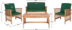 SAFAVIEH Outdoor Collection Rocklin Natural/ Green Cushion 4-Piece Conversation Patio Set