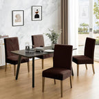 MOSAYT 100% Waterproof Dining Room Chair Covers Set of 6, Super Fit Stretch Jacquard Parson Chairs Slipcovers Removable Washable Chair Seat Protectors for Home, Kitchen, Banquet (Chocolate)