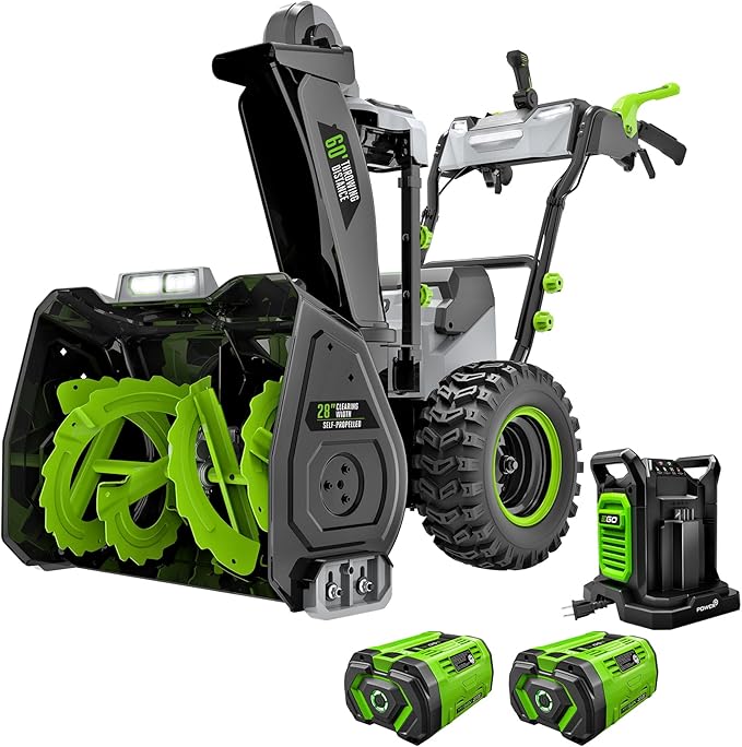 EGO Power+ 28" Electric Snow Blower, Cordless Self-Propelled 2-Stage, Includes (2) 56 V 12.0Ah Batteries and Dual Port Charger - SNT2807