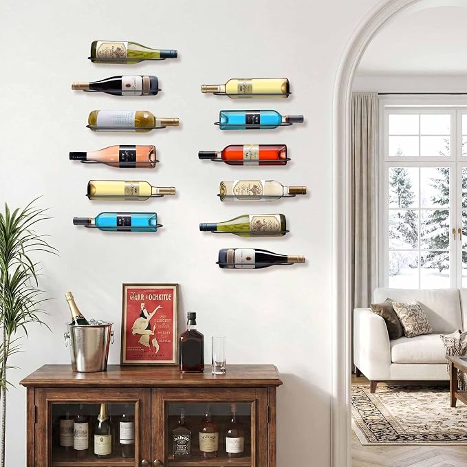 Wall Mounted Wine Rack: 2Pcs Individual Wine Bottle Holder - Liquor Storage | for Wine Cellar Home Kitchen Bar Decor