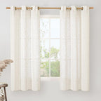 LAMIT Cream Linen Curtains 63 Inches Long for Living Room, Bronze Grommet Linen Drapes Light Filtering Sheer Window Curtains for Bedroom, Set of 2 Panels(38 x 63 Inch)