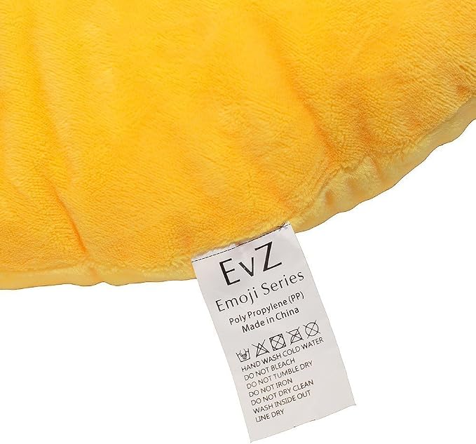 EvZ Official Certified Pensive Emoji Pillow - 32cm Large Soft Plush Sad Thinking Face Emoticon Cushion - Cute Quiet Decorative Stuffed Toy for Bedroom, Calm Decor & Sympathy Gift (Yellow)