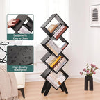 Yoobure Black Bookshelf - Small Book Shelf, 4-Tier Tall Bookcases Book Organizer, Industrial Bookshelves Floor Standing for CDs/Books in Small Spaces, Bedroom, Living Room, Home Office