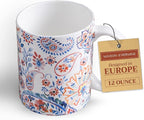 Maison d' Hermine Coffee Mug with Handles Tea Cups (12 Ounce, Pack of 1) | Fine Bone China Coffee Mugs for Hot Beverages Cappuccino Latte Home Restaurant Hotel Spring Summer -Indian Floral - Paisley
