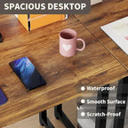 PayLessHere | 47 Inch Computer Desk | Brown | Office Desk with Metal Frame, Adjustable Feet | Water-Resistant, Scratchproof Surface | Sturdy Writing Table for Home Office or Study | Pack of 2