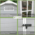Patiowell 6x4 FT Plastic Outdoor Storage Shed, Resin Outside Shed Perfect to Store Patio Furniture, GardenTools Bike Accessories, Beach Chairs and Lawn Mower, Light Grey