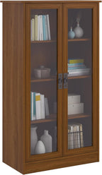 Ameriwood Home Quinton Point 4 shelves Bookcase with Glass Doors, Inspire Cherry