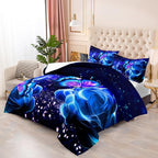 Galaxy Butterfly Comforter Set Full Size for Girls Kids Adults Butterfly Rose Bedding Set Aesthetics Butterflies Quilt Bed Set with 1 Comforter and 2 Pillowcases