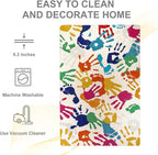 Handprints and Footprints Kids Rug for Playroom, 3'x5' Washable Colorful Nursery Rug for Boys and Girls Room, Ultra Soft Non-Slip Carpet Indoor Mat for Classroom Bedroom