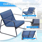 4 Pieces Patio Furniture Set Outdoor Patio Conversation Sets Poolside Lawn Chairs with Glass Coffee Table Porch Furniture for Courtyard, Garden and Balcony (Blue)