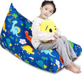 Stuffed Animal Storage Bean Bag Chair Cover, Cotton Blue Dinosaur Plush Toy Storage Stuff and Sit Seat for Kids/Teens/Adults, 52" x 31" Extra Large Triangle Floor Sofa, 200L/52Gal, Cover Only