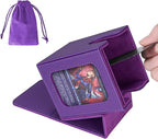 AFIING MTG Deck Box for Commander Display,Card Deck case Fits 100 Double Sleeved Cards, Magic Commander TCG Card Storage Box with 2 Dividers,Dice Bag and 1 Toploader(Purple)