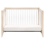 Babyletto Sprout 4-in-1 Convertible Crib with Toddler Bed Conversion Kit in Washed Natural and White, Greenguard Gold Certified