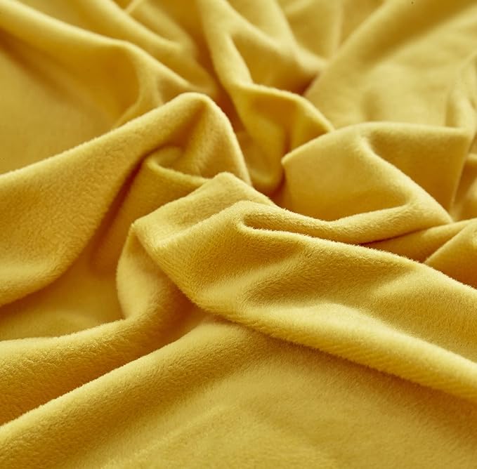 Wellboo Yellow Velvet Comforter Sets Twin Solid Mustard Yellow Fluffy Bedding Comforters Women Girls Plain Turmeric Yellow Sherpa Quilts Dark Yellow Soft Warm Winter Bed Blankets Luxlury Yellow Bed