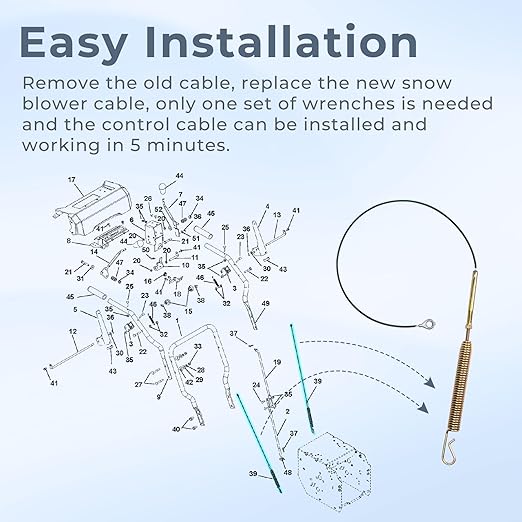 06900438 Upper Traction Auger Cable Replacement for Ariens Classic 24 E,Compact 20 24,SNO-Tek 24 120V 28 120V,ST24LE Snow Blower,Drive Cable Fit for Ariens Snow Blower Parts
