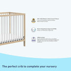 Graco Teddi 4-in-1 Convertible Mini Crib with Bonus Water-Resistant Mattress (Natural with White) – GREENGUARD Gold Certified, 2.75-Inch Mattress Included, Convenient Size, Easy 30-Minute Assembly