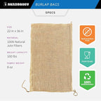 Burlap Bags for Vegetables & Gardening, 22" X 36"- Jute Sacks Perfect for Kids - Plant Covers - Holds Up to 50lbs - Food Grade (Burlap Sack, 100, Count)