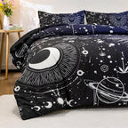 Holawakaka Stars Moon Constellation Print Comforter Set Queen Size Girls Boys Witchy Astrology Zodiac Celestial Bedding Set (Navy Blue, Queen)