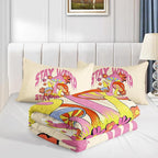 Axolotl Cartoon Mushroom Comforter Set Twin,Colorful Mushrooms Bedding Girls Bedding Set,Floral Comforter Set Red Pink Flower,Cute Mushroom Bedding Set for Kids Boys Girls Teens,1 Quilt 2 Pillowcases