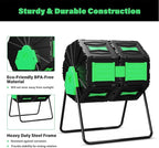 Compost Tumbler, Easy Assemble & Efficient Outdoor Compost Bin, 45 Gallon/170 Liter Large Dual Chamber Rotating Composter for Garden, Kitchen, and Yard Waste, Green Door
