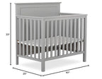 Ava 4-in-1 Convertible Mini Crib in Pebble Grey, 635-PG, Greenguard Gold Certified, Non-Toxic Finish, Comes with 1" Mattress Pad, with 3 Mattress Height Settings