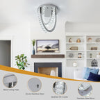 Modern Crystal Ceiling Light Chandelier, Flush Mount Lighting Fixture Pendant Ceiling Lamp Light for Living Room Bedroom Dining Room Hallway