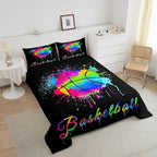 Feelyou Kids Basketball Comforter Set Twin Size Gaming Sports Bedding Set for Boys Girls Teens Bedroom Decor Ball Games Tie Dye Comforter Gift for Basketball Lover Duvet Set with 1 Pillow Case