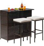 Wicker Patio Furniture 3 Piece Patio Set Chairs Wicker Outdoor Rattan Conversation Sets Bistro Set Coffee Table for Yard or Backyard