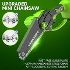 Mini Chainsaw Cordless, 6 Inch Electric Chain Saw Small Chainsaw Battery Powered, Yard Tools Garden Gifts for Men Dad Husband, Hand Saw for Branches Wood Cutting Pruning (Green)