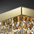 Modern Gold Crystal Chandelier,Rectangular K9 Crystal Raindrop Light Fixture,6 Light Rectangle Chandeliers for Dining Room Living Room Kitchen Island L31.5''xW10''xH10''
