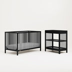 Graco Teddi 5-in-1 Convertible Crib (Black) – GREENGUARD Gold Certified, Converts to Daybed, Toddler & Twin Bed with Headboard and Footboard, Adjustable Mattress Height
