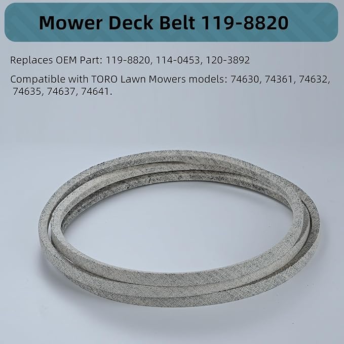 1/2 x 141'' Mower Deck Belt 119-8820,114-0453,120-3892 Drive Deck V-Belt, Compatible with Toro 5000,5025,5060,77501,77502,77505,75759,75750,75755,75753,75751 (119-8820)