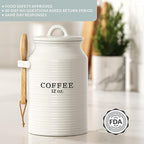 Barnyard Designs Coffee Canister for Kitchen Counter, Decorative Ceramic Coffee Container, Rustic Farmhouse Canister Jar, White (Coffee)