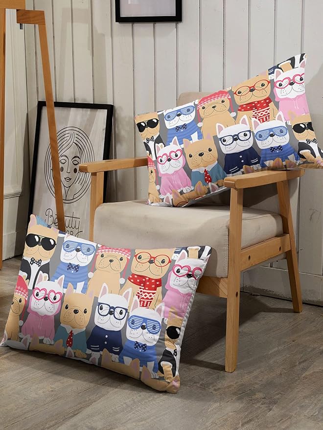 Datura home Dog Comforter Beddding Set for Kids Children,Puppy Pug Cute Dog Pattern Cartoon Career Pet Bedding Set with 1 Comforter and 2 Pillowcases(Dog Queen)