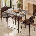 VINGLI Dining Table Set for 2, Small Kitchen Table Set with Upholstered Chairs, 3-Piece Dining Set with Storage Rack, Wood Dining Room Set with Metal Legs for Small Spaces, Living Room, Grey