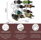 Buruis Countertop Wine Rack with Acacia Base, 14-Bottle Modern Freestanding Metal Holder for Red and White Wine, Tabletop, Kitchen, Bar, and Cabinet Storage (Chrome)