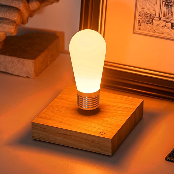 HCNT Floating Light Bulb, Magnetic Levitating LED Desk Lamp Table lamp Night Light, 360 Degree Automatic Rotating Light, Unique Gifts for Christmas Office Decor