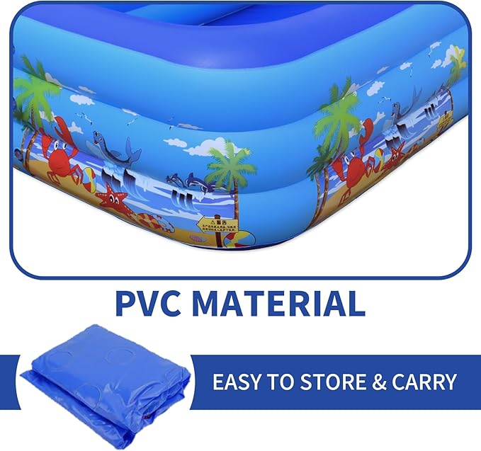 Baiao Inflatable Swimming Pool for Adults, Blow Up Pool for Backyard, Garden, Indoor, or Summer Outdoor Play Water Happy Family Time 78.8" x 49" x 20" (200CM)