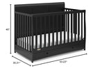 Graco Asheville 4-in-1 Convertible Crib with Drawer (Black) – GREENGUARD Gold Certified, Crib with Drawer Combo, Full-Size Nursery Storage Drawer, Converts to Toddler Bed, Daybed and Full-Size Bed