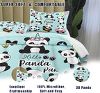 Bodhi Cartoon Cute Panda Comforter Set Queen for Boys Girls Kids Teens Soft Microfiber Animal Theme Panda Bedding Set Queen Size 3D Panda Comforter Set 1 Comforter+2 Pillow Shams #4007