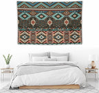 HZOHNAGO Aztec Tapestry Turquoise Blue and Brown and Native American Tribal Pattern Printed Wall Tapestry Wall Hanging for Bedroom Living Room Dorm 60" W x 40" H