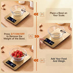 Food Scale, Digital Kitchen Scale with Hanging Loop, 11lb Baking Scale | 1g Accuracy, g/oz,etc.5 Unit Conversion, Tare Function, Fingerprint-Resistant Steel, Suitable for Cooking, Baking ,Meal Prep