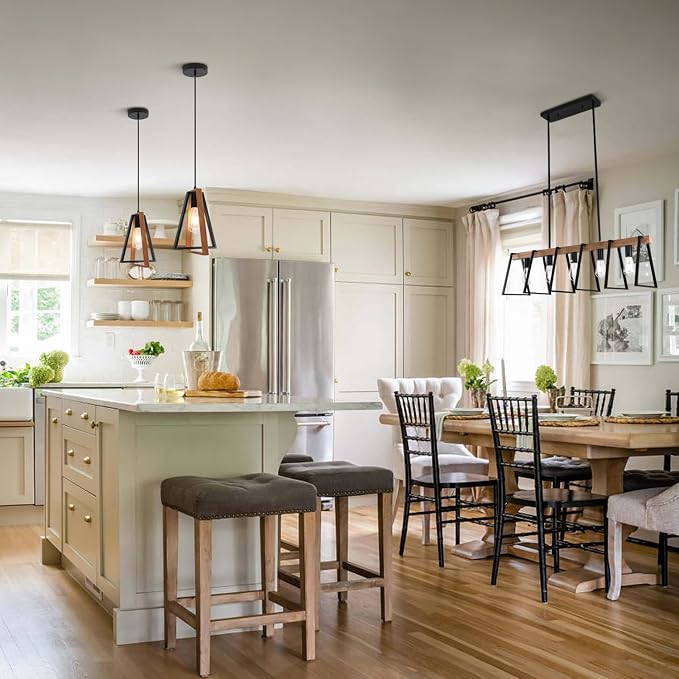Modern Pendant Lighting Black Pendant Lights Kitchen Island 2 Pack Industrial Metal Pendant Light Fixtures Mid Century Hanging Lamp for Living Room Dining Room