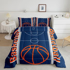 Feelyou Basketball Bedding Set Twin Size Gaming Sports Comforter Set for Kids Boys Girls Decor Ball Games Comforter Basketball Sports Duvet Set Bedroom Quilt Set