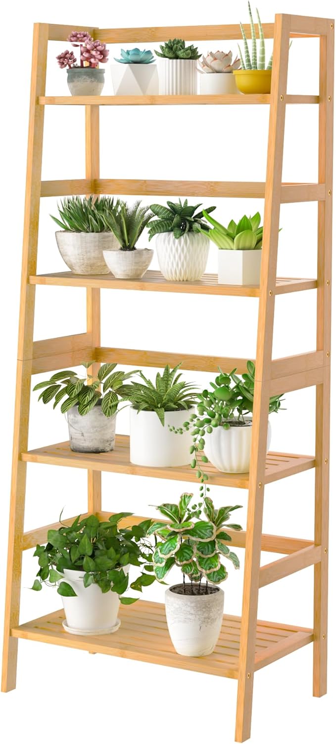 4-Tier Bamboo Ladder Shelf